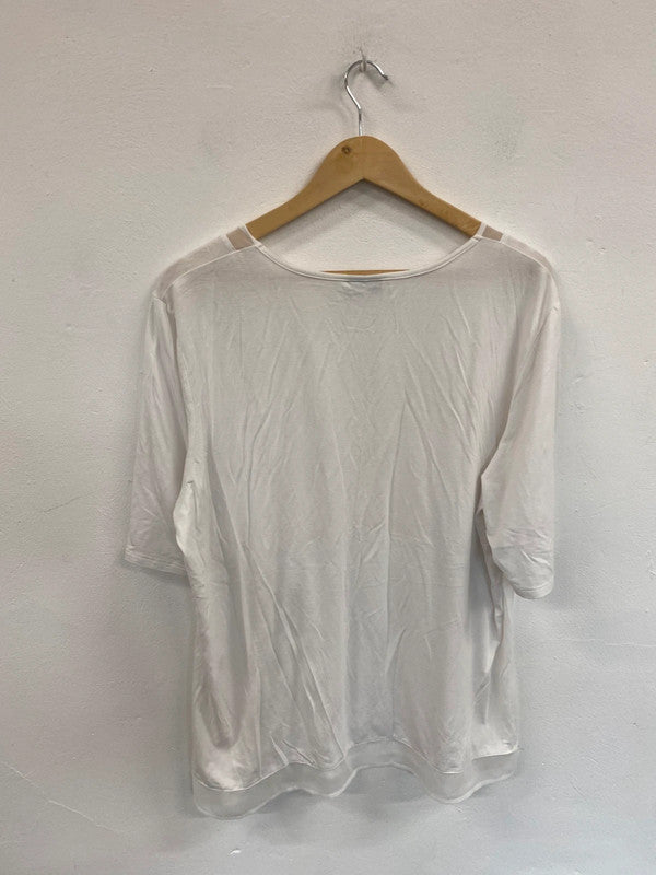 Fabulous Barbara Lebek Ivory Mesh Panel Accent T-shirt UK20 NR001