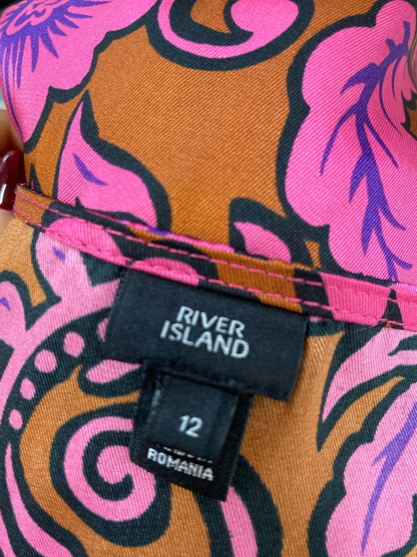 Gorgeous river island funky summer coord pink swirl bottom 14 top 12 LB415