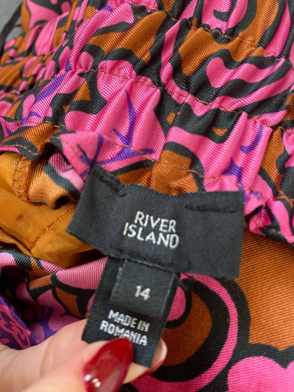Gorgeous river island funky summer coord pink swirl bottom 14 top 12 LB415