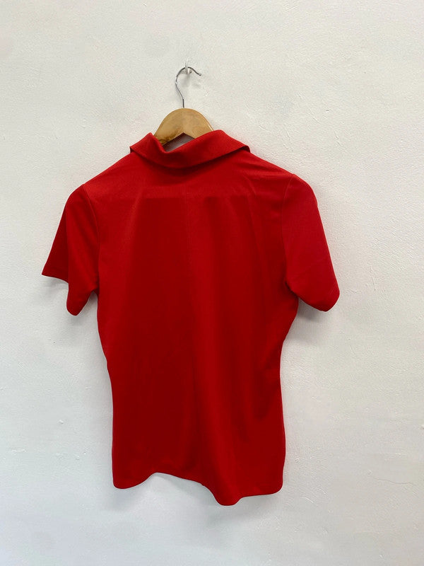 Lovely nike dri fit red gold polo uk m LO442