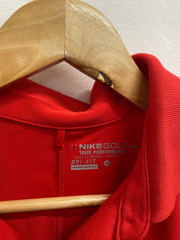 Lovely nike dri fit red gold polo uk m LO442