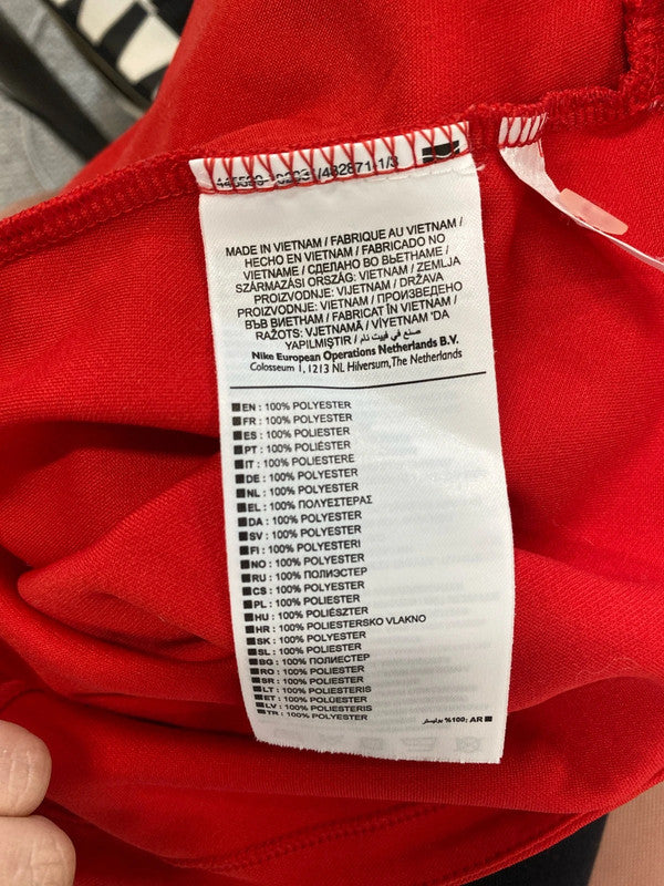 Lovely nike dri fit red gold polo uk m LO442