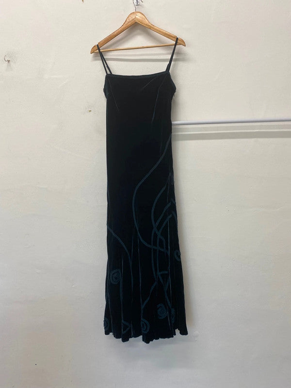 Gorgeous Per Una velvet Evening Dress Uk16 Forest Green sequins party NR002