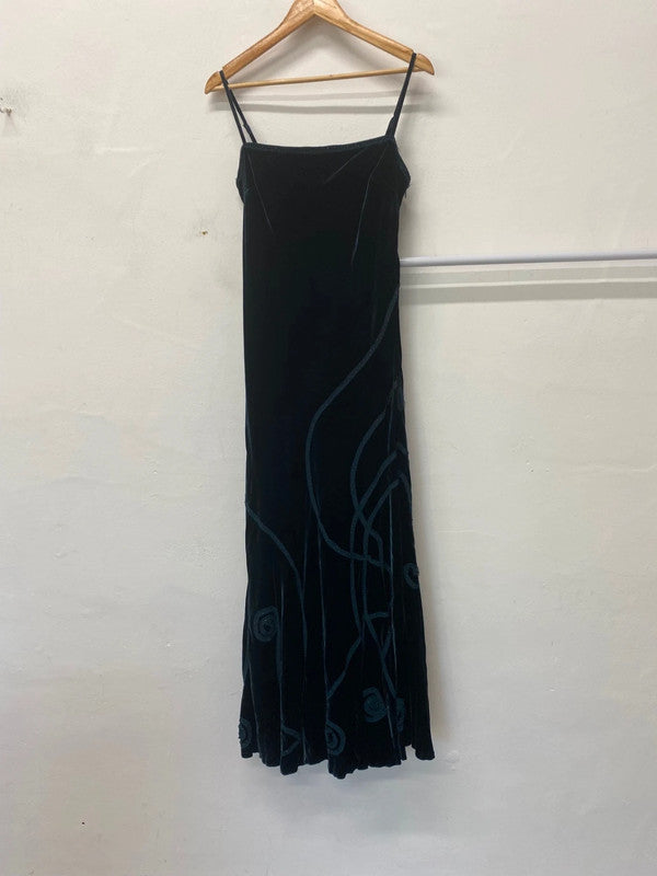 Gorgeous Per Una velvet Evening Dress Uk16 Forest Green sequins party NR002