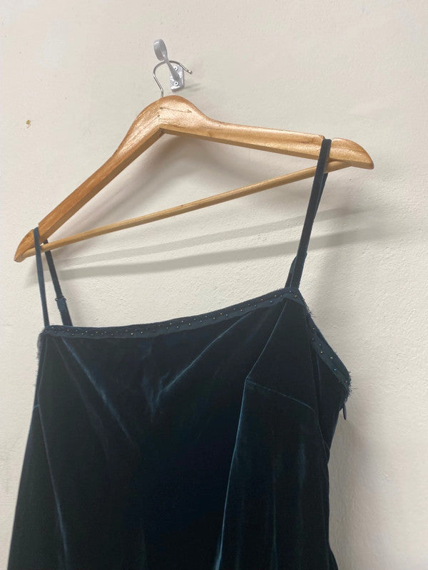 Gorgeous Per Una velvet Evening Dress Uk16 Forest Green sequins party NR002