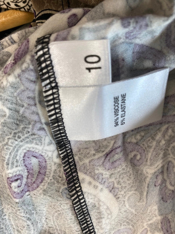 Fabulous Kenar Paisley fit & flare Dress UK10 Purple Beige BT001