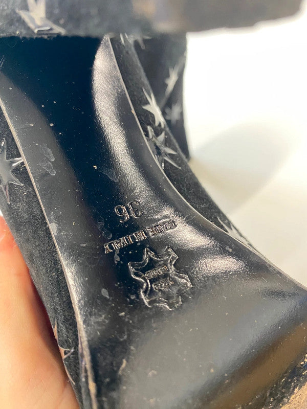 Fabulous extremely rare Biba Heels UK 3 Black star 90s vintage BT001