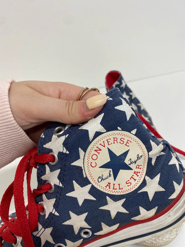 Gorgeous converse all stars hi top blue red star trainers UK 4 MM005