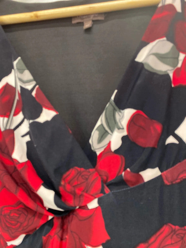 Fabulous Phase Eight Dress floral roses Red classic midi evening Uk12 MR444