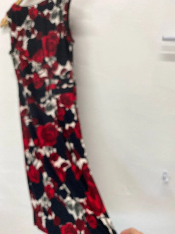 Fabulous Phase Eight Dress floral roses Red classic midi evening Uk12 MR444