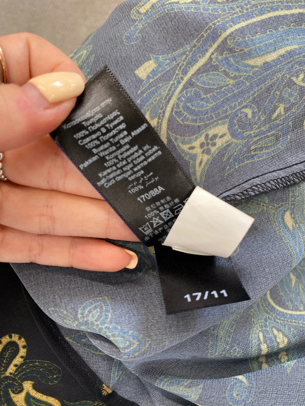 Fabulous dark green pattern semi sheer shirt overlay UK 10 MR444