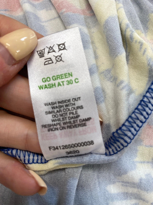 Gorgeous papaya yellow blue tropical flare off the shoulder dress UK 12 MR444