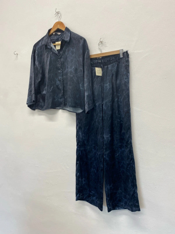 Fabulous Dark Grey Splodge  slinky lounge suit Uk10 Co ord #2 FS128