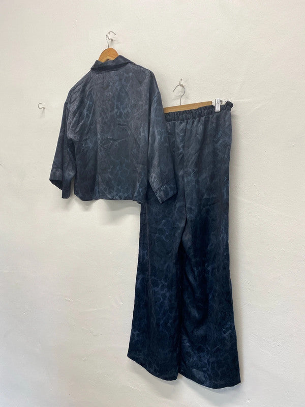 Fabulous Dark Grey Splodge  slinky lounge suit Uk10 Co ord #2 FS128