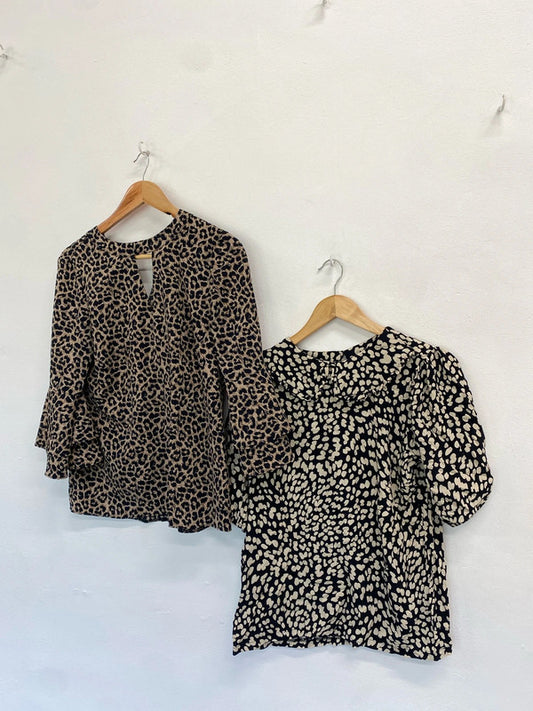 Gorgeous duo of leopard blouses f&f uk 10-12 #1 FS128