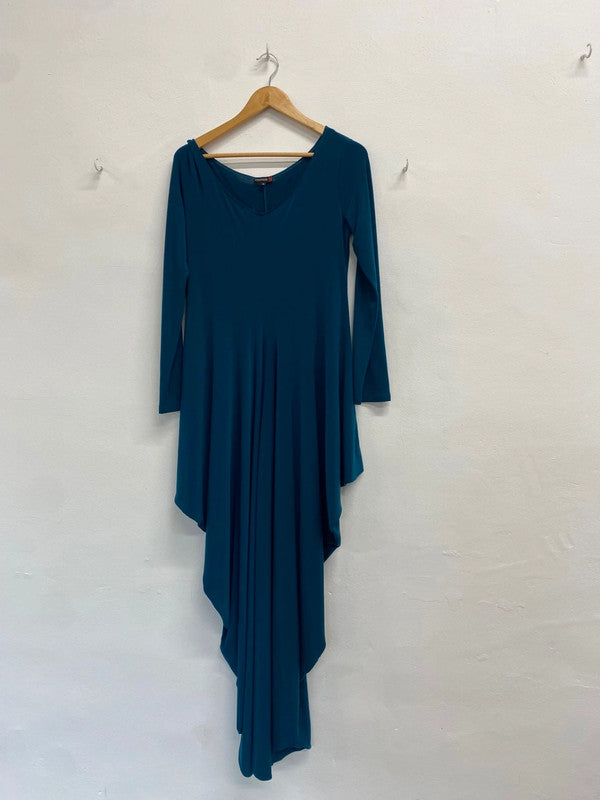 Fabulous Mashiah Dress UK 14 Teal asymetric floaty CE060