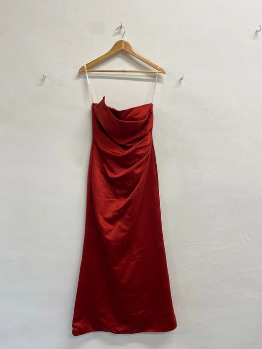 Fabulous Kelsey rose Dress Uk 8 Red ruched prom FS128