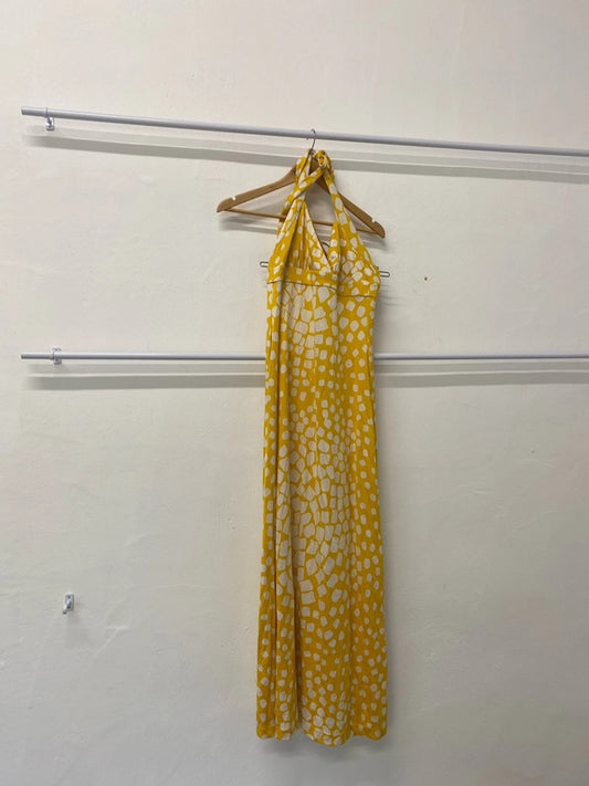 Fabulous Rare Diane Von Furstenberg yellow vintage maxi dress UK6 KR0022