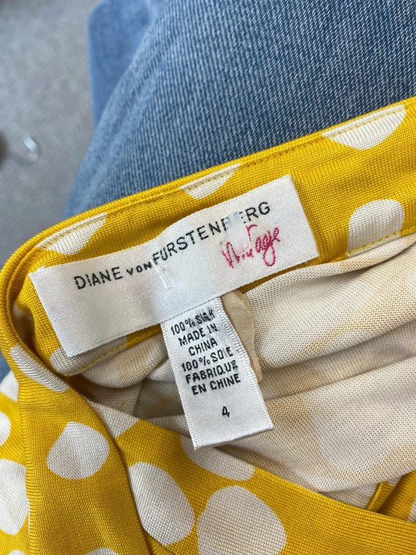 Fabulous Rare Diane Von Furstenberg yellow vintage maxi dress UK6 KR0022