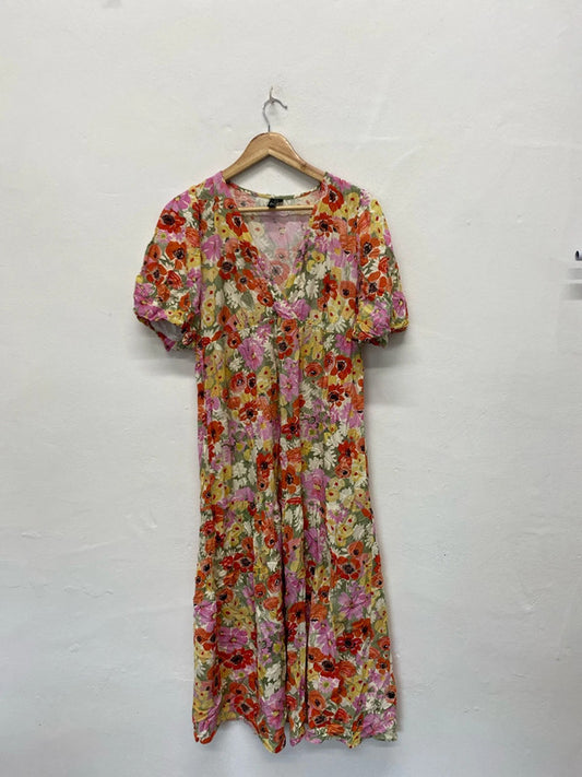 Super Chic Fabulous Nobody’s child cottage core midi dress puff sleeve Uk10 KR0022