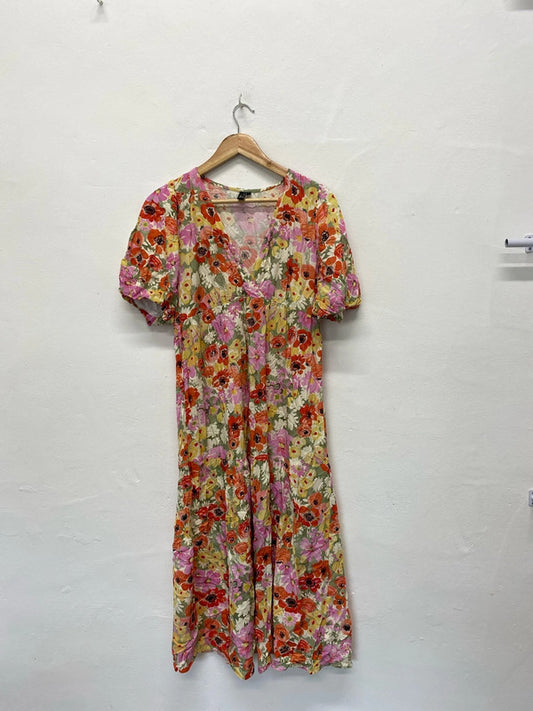 Super Chic Fabulous Nobody’s child cottage core midi dress puff sleeve Uk10 KR0022