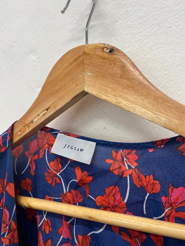 Fabulous Jigsaw silk oriental floral Kaftan One size Blue & Red EC004