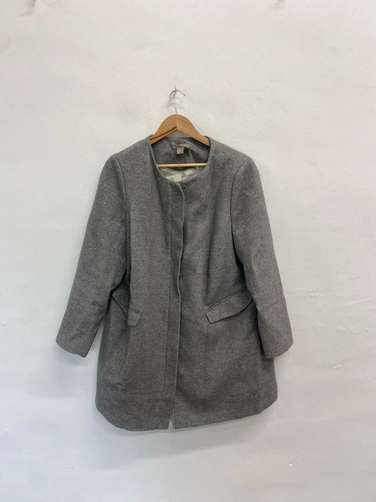 Gorgeous grey wool blend h&m pea coat UK 22 LJ446