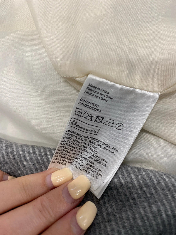 Gorgeous grey wool blend h&m pea coat UK 22 LJ446