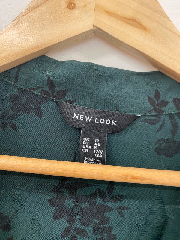 Fabulous New Look Sea Green Floral Jacquard Wide Leg Jumpsuit UK12 TM447