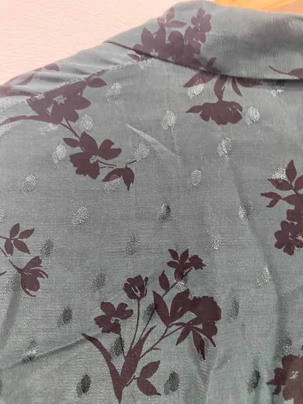 Fabulous New Look Sea Green Floral Jacquard Wide Leg Jumpsuit UK12 TM447