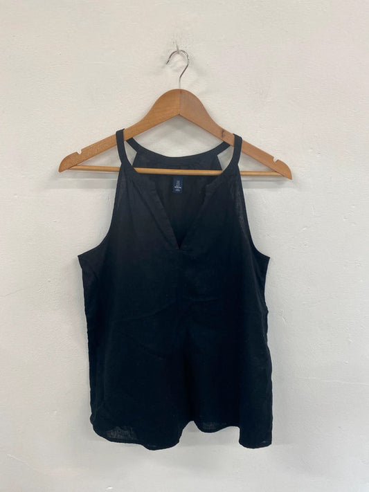 Fabulous Gap Black Boho Linen Blend Cami Vest Top UK S TM447