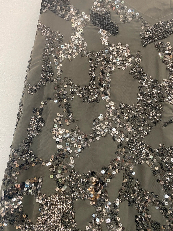 Fabulous Vila Khaki Boho Y2K Vibes Sequin Accent Cami UK M TM447