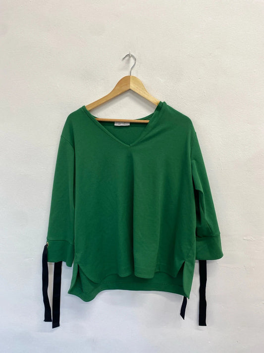 Fabulous m&s green jumper v neck vibrant UK 22 LK006