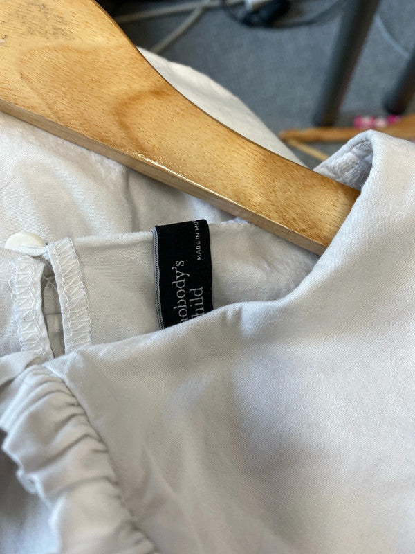 Super Chic preppy cotton top large frill collar Uk14 off white MBM01