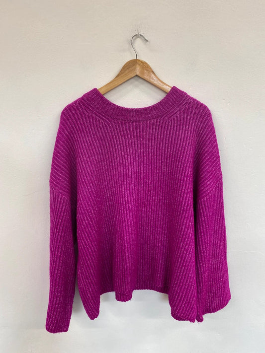 Fabulous Tu Magenta Stylish Cable Knit Jumper UK24 MS008