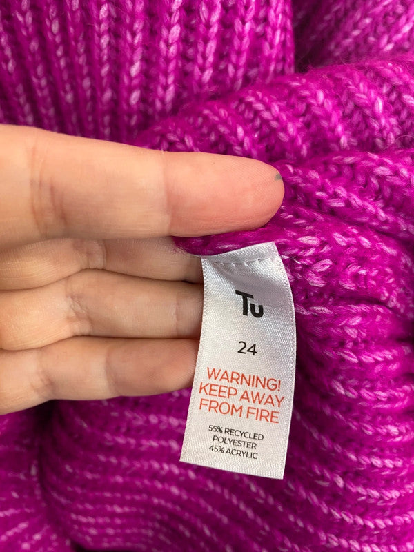 Fabulous Tu Magenta Stylish Cable Knit Jumper UK24 MS008