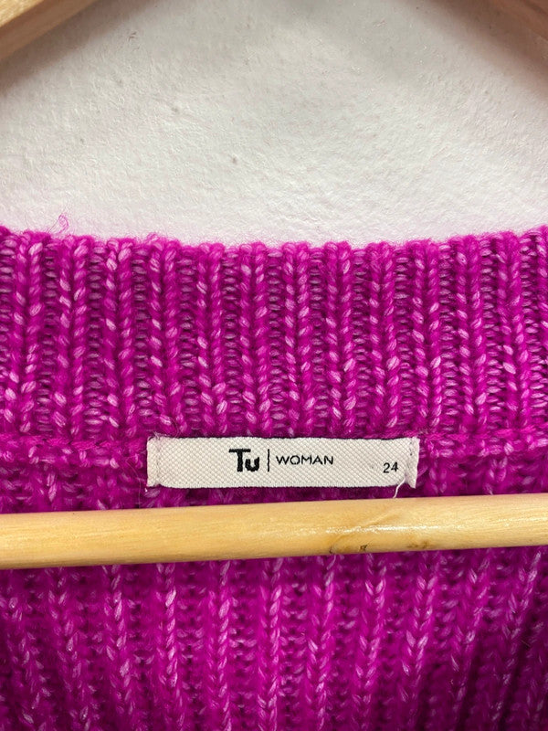 Fabulous Tu Magenta Stylish Cable Knit Jumper UK24 MS008