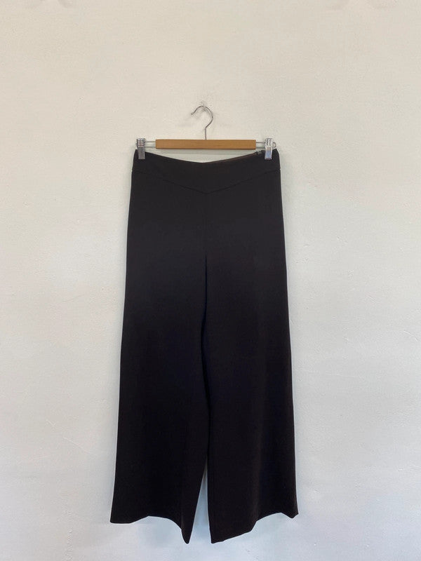 Fabulous Hobbs Chocolate Brown Wide Leg Wool Trousers Altered UK12 FK116