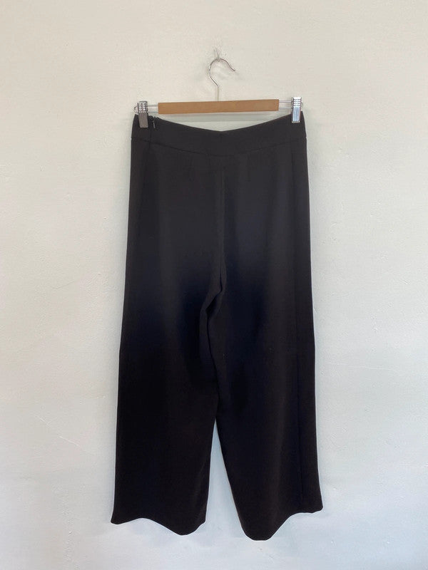 Fabulous Hobbs Chocolate Brown Wide Leg Wool Trousers Altered UK12 FK116