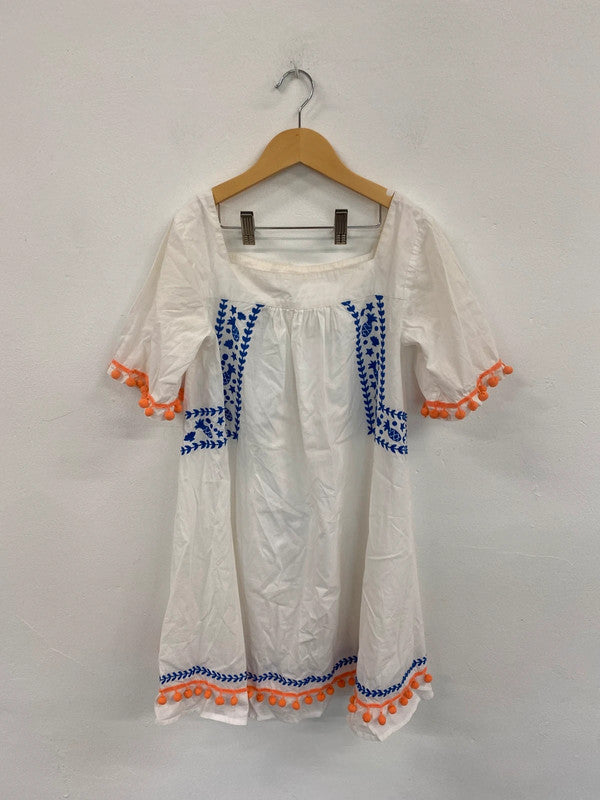 Fabulous Girls Boho Chic Embroidered Pom Pom Accent Dress 10-12yrs AG003