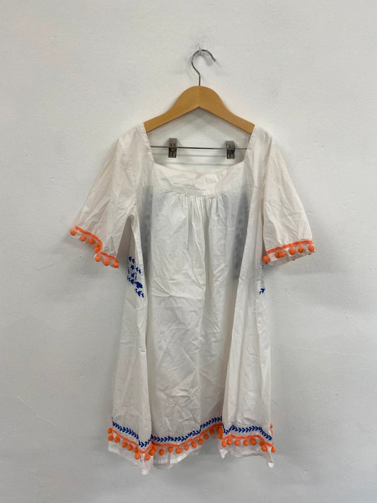 Fabulous Girls Boho Chic Embroidered Pom Pom Accent Dress 10-12yrs AG003