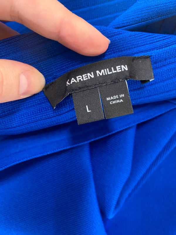 Fabulous Karen Millen Cobalt Blue Bandage Bardot Mini Dress UK L KN003