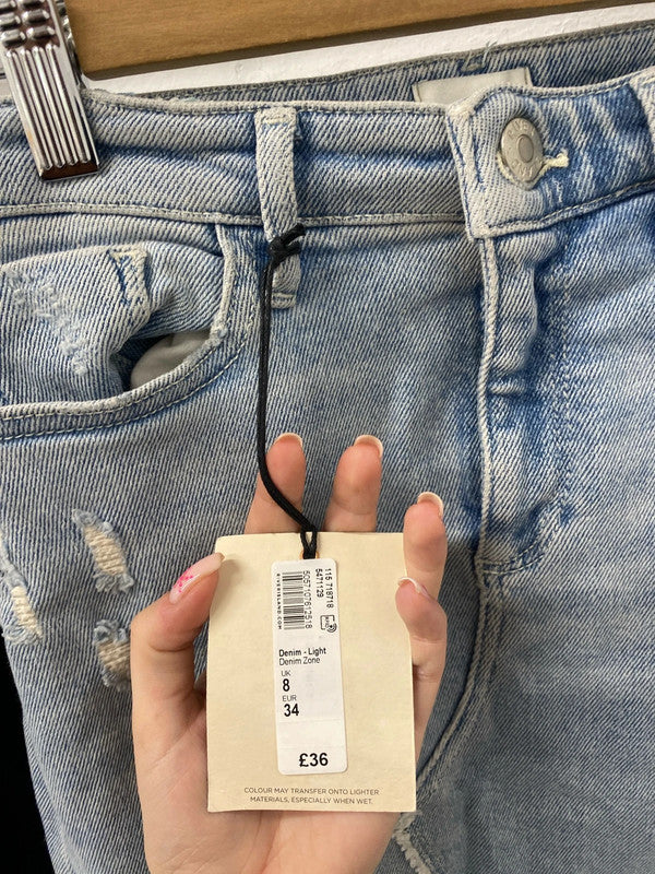 Gorgeous duo of midi denim skirts split hem river island UK 8 #433 KM004