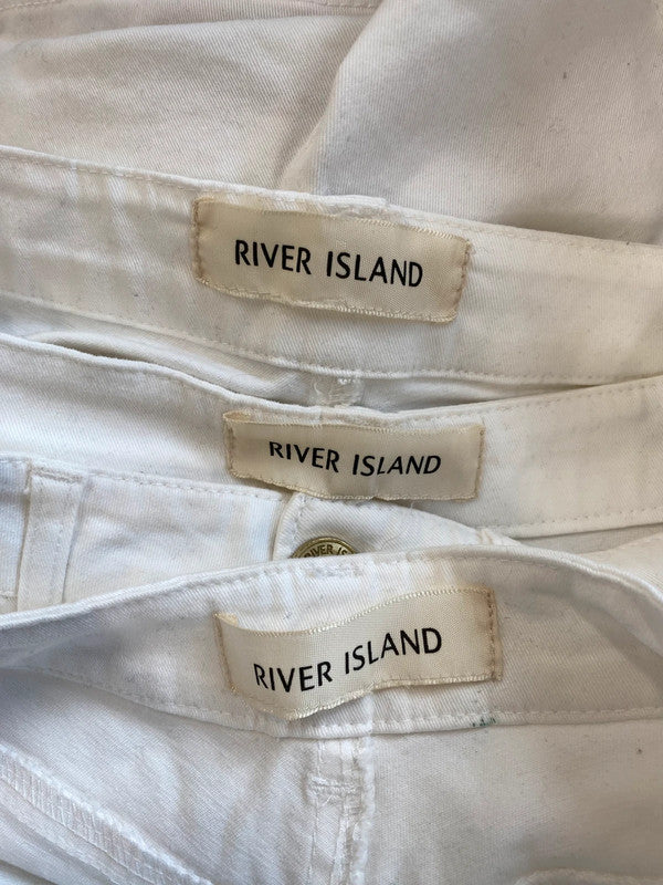 Fabulous River Island Ivory Y2K Vibes Denim Shorts Trio UK6-8 #435 KM004