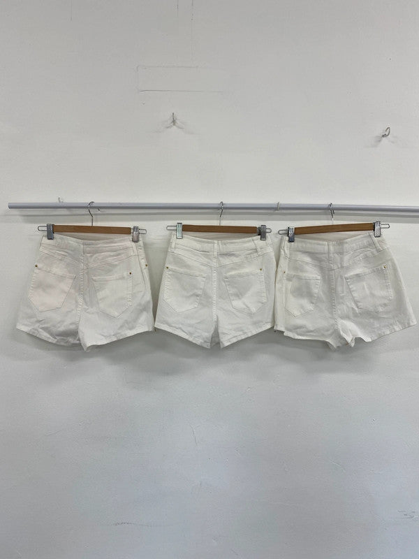 Fabulous River Island Ivory Y2K Vibes Denim Shorts Trio UK6-8 #435 KM004