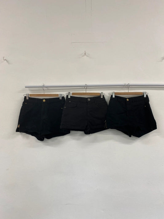 Fabulous River Island Black Stylish Denim Shorts Trio UK8 #437 KM004