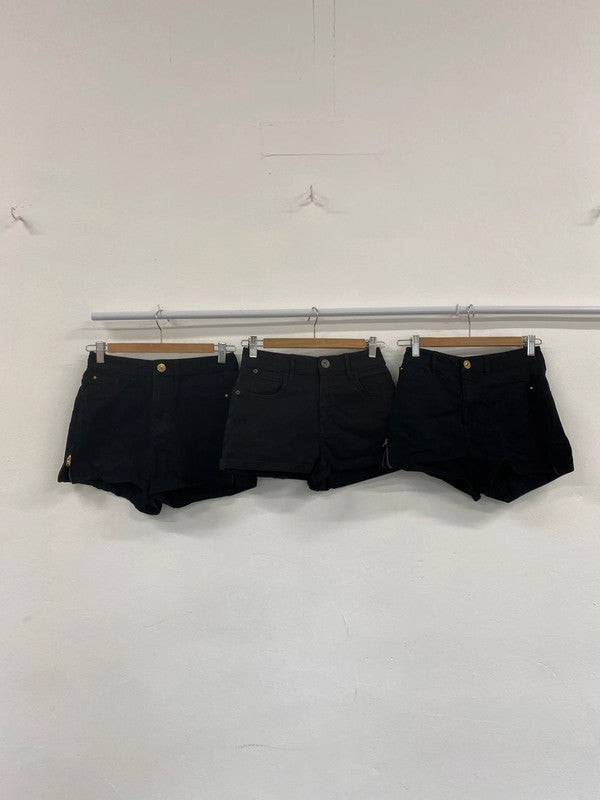 Fabulous River Island Black Stylish Denim Shorts Trio UK8 #437 KM004