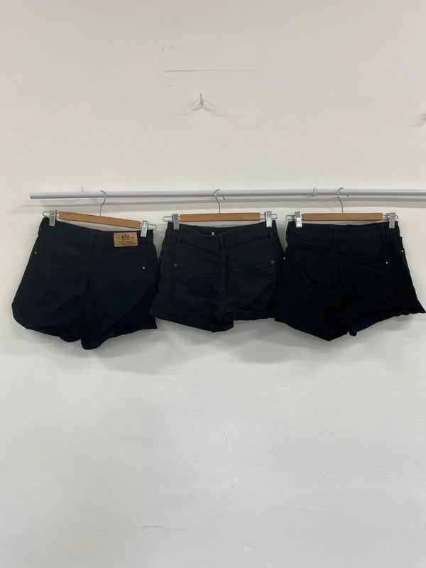 Fabulous River Island Black Stylish Denim Shorts Trio UK8 #437 KM004