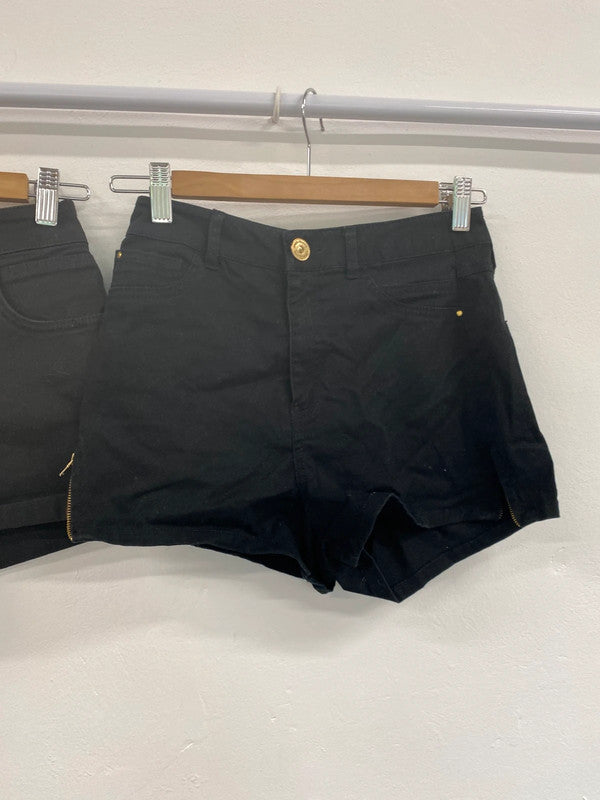 Fabulous River Island Black Stylish Denim Shorts Trio UK8 #437 KM004