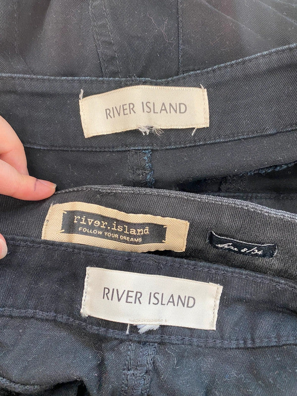 Fabulous River Island Black Stylish Denim Shorts Trio UK8 #437 KM004